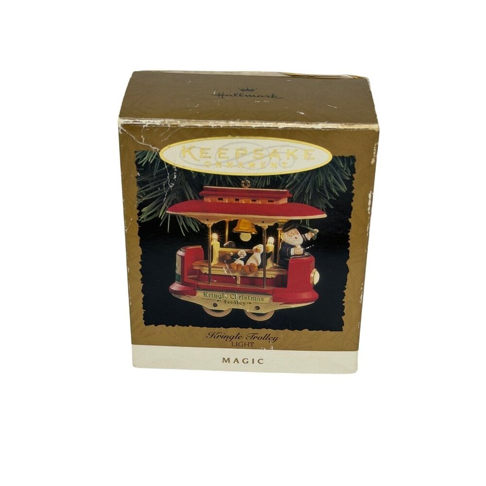 VTG 2004 Hallmark Kringle Trolley Magic Light Christmas Keepsake Ornament Decor